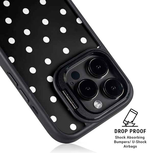 Black and White Polka Dots iPhone 16 Pro Kickstand Case